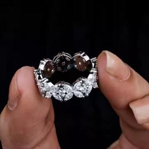 Estilo Vintage corte Original Moissanite diamante eternidad completa vermeil banda racimo anillo 925 anillo de compromiso de plata - Product Image 2