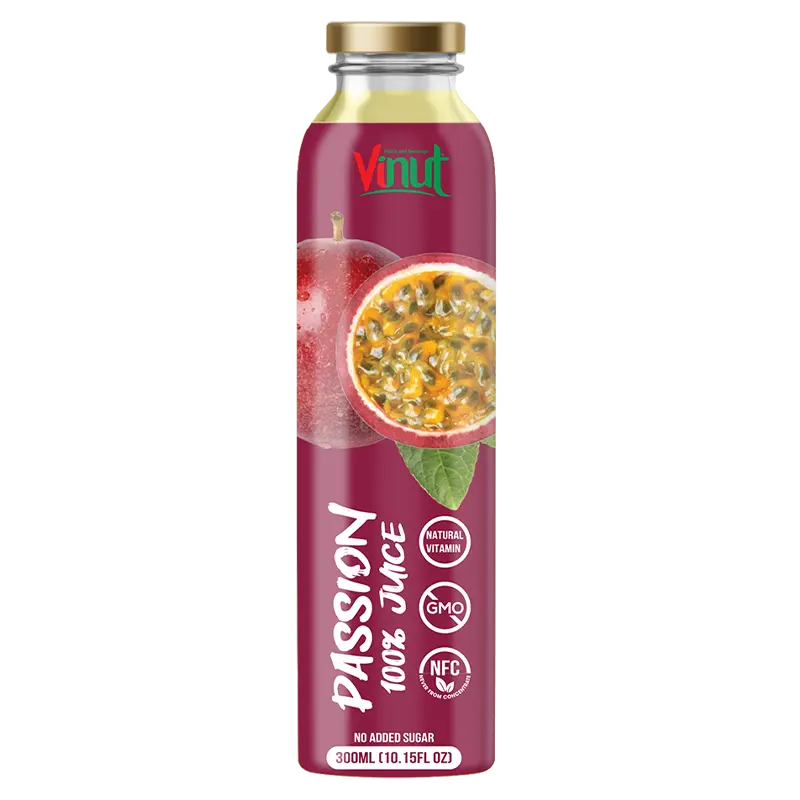 300ml Glass Bottle VINUT 100% Passion Fruit juice Drink Vietnam Suppliers Manufacturers Fresh Passion Fruit direct from farm