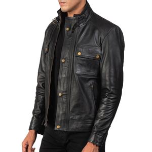 Chaqueta de Cuero de Invierno para Hombre, Hecha a Medida, de Manga Larga, con Ribete de Piel, Cuello Alto, Tela de Lona, Color Sólido, Piel de Oveja Teñida, por Encargo - Product Image 2