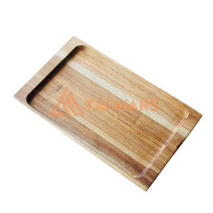 Plateau de service en bois d'acacia écologique, plateau rectangulaire en bambou massif pour dessert, collation, mariage, vaisselle et assiettes gravées - Product Image 1