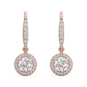 Elegantes pendientes de diamantes cortados con estrellas con ajuste de plata esterlina para bodas o tiendas de joyería de moda - Product Image 1