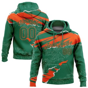 Custom Stitched Kelly Green Orange 3D <b>Pattern</b> Design Torn <b>Paper</b> Style Sports Pullover Sweatshirt Hoodie - Product Image 1