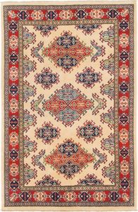 Tapis Kazak Crème Noué à la Main en Laine de Qualité Supérieure - Product Image 2