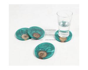 Creative Clear Round Square Handmade Cedar Tabletop Protection <b>Placemats</b> Acacia Wood Inside Epoxy Resin Tea Best Coaster - Product Image 2