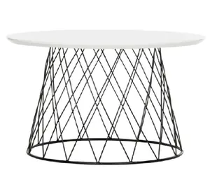 Table d'appoint en marbre blanc et noir Table basse centrale en métal fait main du milieu du siècle Table d'appoint ronde avec un design complexe