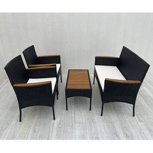 Vietnam Direct Factory Modern Comfortable <b>Outdoor</b> Rattan 4-PCS Set with Acacia Wood 100% Polyester Cushions for Garden Furniture - Product Image 5