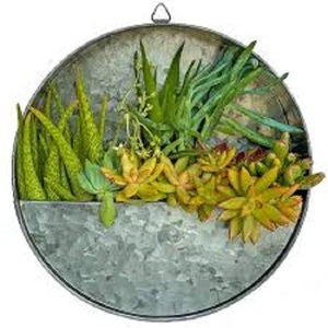 Jardinière ronde en métal de qualité élégante Design antique Pot de fleur suspendu pour Noël décoratif en vrac - Product Image 1
