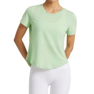T-shirts de haute qualité en Spandex/Coton, athlétiques, pour le yoga et la course à pied, à manches courtes, été, 180g, col rond, T-shirts écologiques - Product Image 1