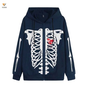 เสื้อมีฮู้ดแบบรูดซิปผ้าคอตตอน100% พิมพ์ลายแบบโอเวอร์โอเวอร์โอเวอร์โอเวอร์พร้อมปัก3D สำหรับฤดูหนาวออกแบบได้ตามที่ต้องการ - Product Image 3