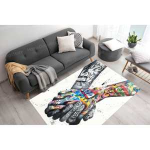 Alfombra con Estampado de Graffiti de Manos, Arte Callejero, Regalo Urbano para el Dormitorio, Alfombra Delgada No Tejida - Product Image 1