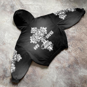 Sweat à capuche en polaire d'hiver avec impression personnalisée, 100% coton, poids lourd, 400 g/m², délavage acide, décoloration au soleil, strass, coupe classique, pull-over - Product Image 6