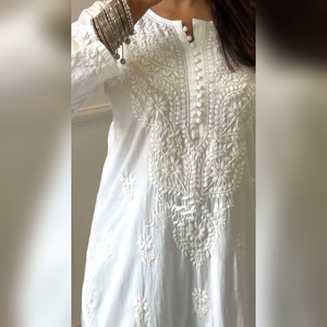 Exclusive designer foux georgette <b>kurti</b> with intricate thread work and micro cotton lining for premium ethnic style - Product Image 3