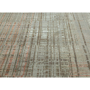 Kavi Hand Knotted <b>Wool</b> & Bamboo Silk Rug Beige & <b>Brown</b> Abstract Pattern for Home Use-Srb(701) - Product Image 3