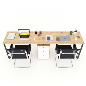 โต๊ะทำงานสำนักงานสไตล์มินิมอลทันสมัยสำหรับสองคน รุ่น BD68066 ขนาด 240x60x75 ซม. พร้อมฐานตู้เหล็กในตัว เฟอร์นิเจอร์หรูหรา - Product Image 3