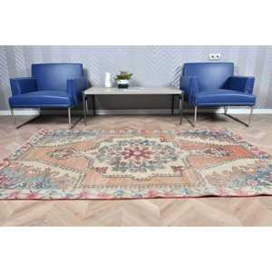 Tapis vintage, tapis turc 4,2x7 pieds, tapis persan en laine bleue - Product Image 3