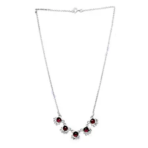Élégante Chaîne Vintage en Argent avec Rubis et Sertissage Clos, Motif Floral, pour Femme, Idéale pour Fêtes et Cadeaux - Product Image 3