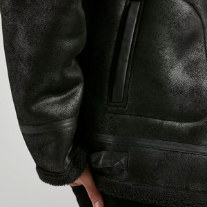 Veste en cuir d'agneau noir pour homme, veste aviateur B3 originale pour homme, veste en cuir bomber pour homme - Product Image 5