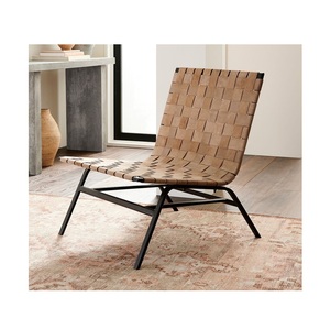 Fauteuil de salon avec bande en métal et cuir, haute qualité, prix vente en gros - Product Image 1