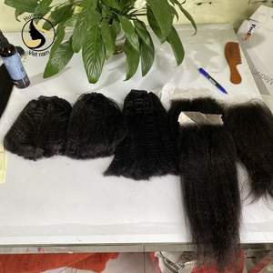 Mèches brésiliennes 100% naturelles, cheveux crépus lisses, couleur naturelle, vente en gros, haute qualité, mèches et Closure, vente en gros - Product Image 5