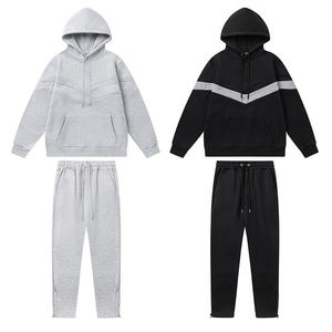 Unisex 500 Gsm Heavyweight French Terry Zip Hoodie Custom Manufacturer's <b>Oversized</b> <b>Sweatpants</b> Set for Men for Winter - Product Image 1