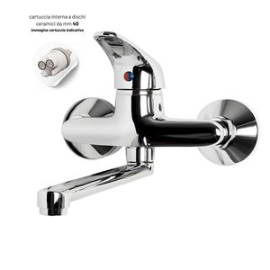 Rubinetto da cucina a parete serie Emme in ottone cromato con beccuccio regolabile da 1 - Product Image 5