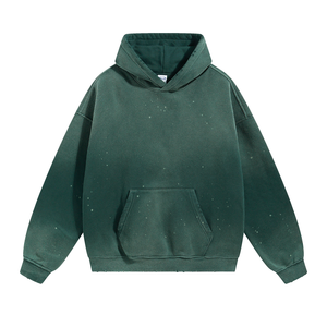 Sudadera con capucha de peso pesado de alta calidad para hombres 500gsm French Terry Distressed Drop Shoulder sin cuerdas de gran tamaño 100% algodón - Product Image 6