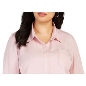 Camicetta Formale da Donna Style & Co, Tinta Unita con Bottoni, Rosa, Taglie XXL XXXL, in Popeline, Chiffon e Tessuti Lavorati a Maglia per Ufficio, Stagione Autunno Primavera - Product Image 2