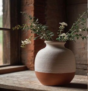 Petit vase en céramique à motif floral bleu, aspect antique vieilli. Charmant décor à la maison, disponible aux prix de gros. - Product Image 5