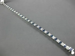 Bracelet tennis en argent 925 avec moissanite taille baguette 8 carats et saphir, 7 pouces, bracelets et joncs - Product Image 3