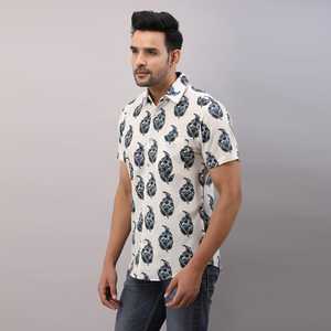 Camisa informal con estampado de bloques de algodón azul para hombre, tela tejida de un solo pecho, antiarrugas, temporada de verano, talla XL - Product Image 6