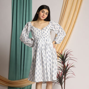 Elastic Design Square Collar Casual Puff Sleeve Floral Short Dress <b>A</b>-<b>line</b> <b>Skirt</b> Casual Handmade Product Premium for Girls - Product Image 1