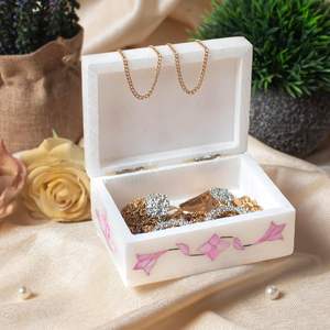 กล่องเครื่องประดับหินอ่อนสำหรับใส่ทำงานเครื่องประดับมุกสีชมพูกล่องหรูหราสำหรับการจัดหาทั่วโลกจากผู้ส่งออกอินเดีย - Product Image 3