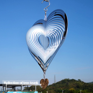 Factory Price 3D Stainless Steel Wind Spinner Silver Love Heart Garden Decor Crafts Hanging Wind <strong>Chimes</strong> - Product Image 2