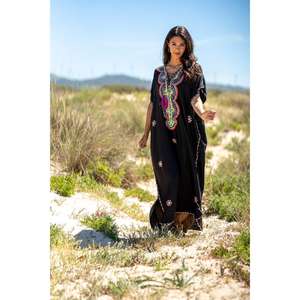 2024 été dames Boutique vêtements personnalisé longue haut de gamme Maxi Floral brodé coton Boho robes femmes élégant tenue décontractée - Product Image 1