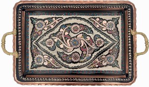 Plateau de service en cuivre pur imprimé de haute qualité avec conception de mandala pour une utilisation en cuisine au prix de gros par AALIYAN IMPEX - Product Image 5