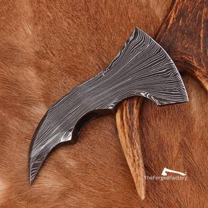 Cabeza de hacha de acero de Damasco para exteriores, hoja de hacha de supervivencia y Camping, cabeza de hacha vikinga de acero de Damasco con mango de madera, logotipo personalizado - Product Image 6