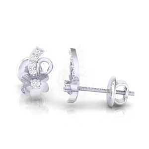 Pendientes de Botón Florales de Oro Certificado de 14Kt/18Kt con 10 Diamantes Reales de 0.07ct de Peso Total - Product Image 1
