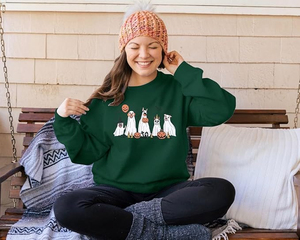 Sudadera de Halloween para mujer, camisas espeluznantes, Tops de esqueleto de gran tamaño, suéter de cuello redondo con calavera bonita, jersey de otoño, ajuste holgado - Product Image 4