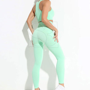 Nouveau design, logo personnalisé, ensemble de yoga pour femmes, tenue d'entraînement respirante à séchage rapide avec leggings extensibles à taille haute - Product Image 3