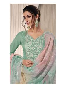 Increíble color Moonga seda con lentejuelas bordado Salwar traje fabricante y proveedor de Surat a la tarifa más baja - Product Image 4