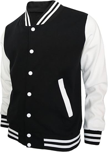 Veste universitaire de haute qualité grande taille pour hommes avec col montant décoration de poche avec logo personnalisé veste d'université vierge en gros - Product Image 6