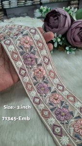 Ribete de Encaje Bordado Floral de Lujo, Poliéster, Guipur, para Vestidos de Novia, Prendas, Manualidades, Costura, Diseño, Accesorios - Product Image 2