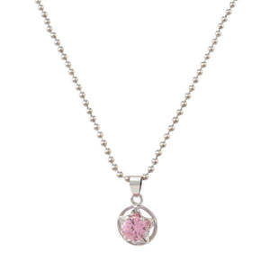 Colgante de cadena Chapado en plata Kriaa con piedra austriaca Rosa 1200910 Hecho de aleación de zinc - Product Image 1