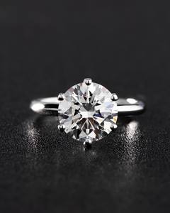 10mm Round Cut Moissanite <b>Solitaire</b> Engagement <b>Ring</b> in Gold or <b>Silver</b> | Classic Wedding Jewelry - Product Image 1