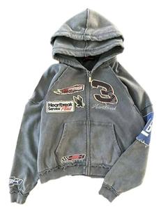 เสื้อมีฮู้ดสองชั้นผ้าคอตตอน100% แบบวินเทจผ้าคอตตอนคุณภาพดี350แกรม - Product Image 1