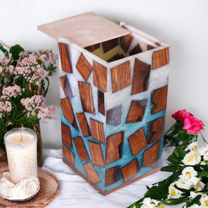 Epoxy Rosewood Urn <b>Box</b> Luxury Adult & Keepsake Cremation Urn <b>Memorial</b> keepsake for Humans - Product Image 1