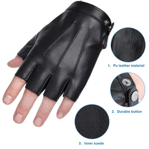 NUEVOS Guantes de cuero sin dedos, guantes de conducción de poliuretano sintético, guantes negros con pantalla táctil para hombres y mujeres - Product Image 1