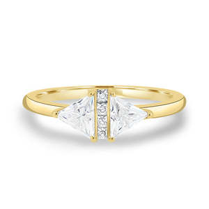 Anillo de Bodas de diamante cultivado en laboratorio de corte hermoso de dos billones y corte princesa de alta calidad, anillo de oro amarillo al por mayor, regalo para ella - Product Image 1