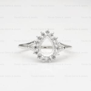 High Quality Wholesale 925 Solid Silver 6x8mm Pear Zircon Semi Mount Blank Prong Setting <b>Ring</b> Keepsake Breastmilk Jewelry Custom - Product Image 2