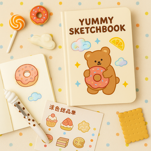 LABON Yummy Sketchbook A5 diario creativo per bambini con carino Design di orso e <span class=keywords><strong>ciambella</strong></span> per disegnare scarabocchi e colorare divertimento - Product Image 5
